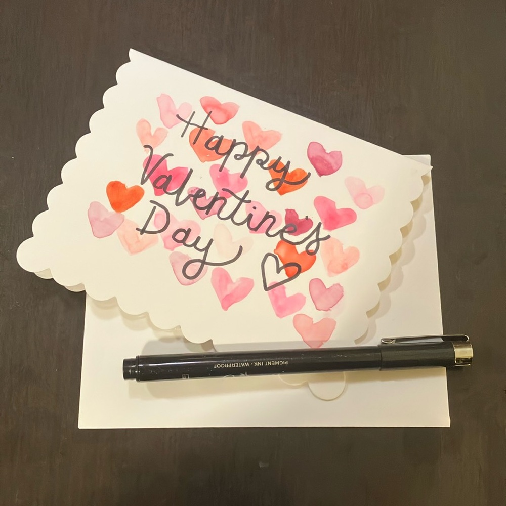 Hand painted and lettered Valentine’s Day Card